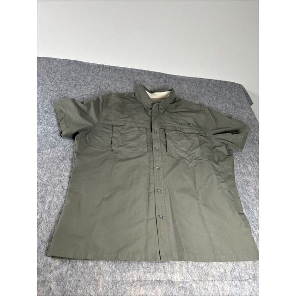Eddie Bauer Shirt‎ Mens 2XL Green Short Sleeve Outdoor Button Up - Picture 1 of 12